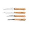 Set of 4 Opinel Essential Beech Handle Kitchen Knives