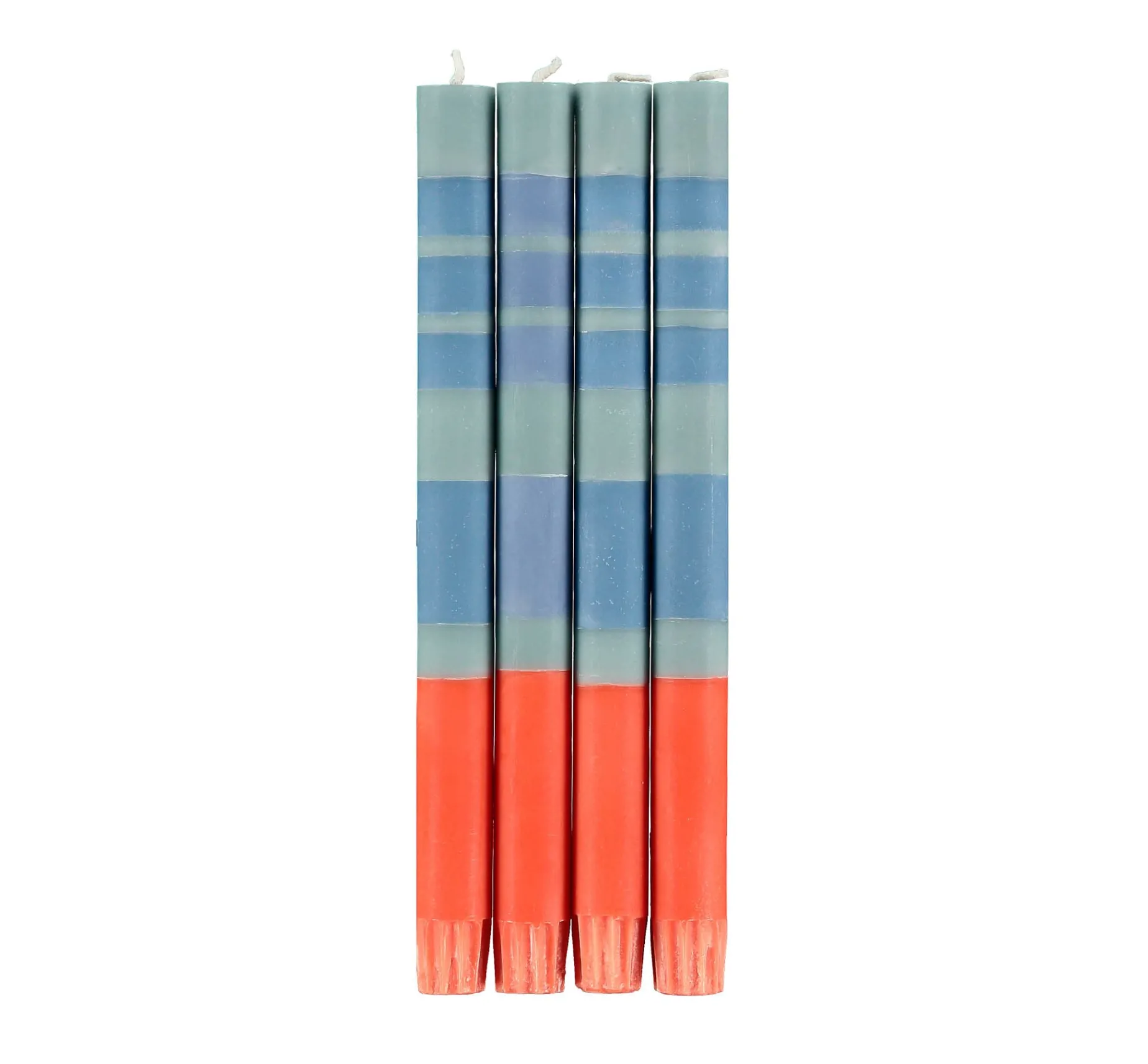Set of 4 Orange Mint Striped Candles