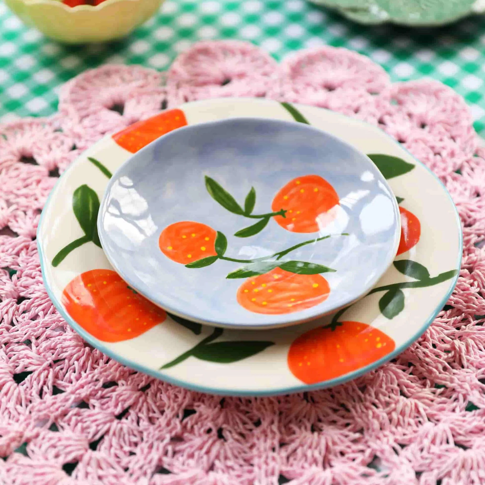 Set of 4 Orange Side Plates, 16cm