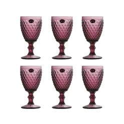 Set of 6 Purple Diamond Wine Glasses, 350ml