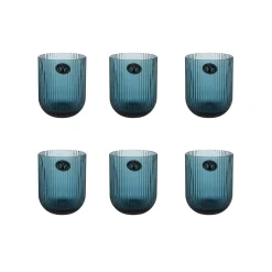 Set of 6 Ribbed Blue Tumblers, 270ml