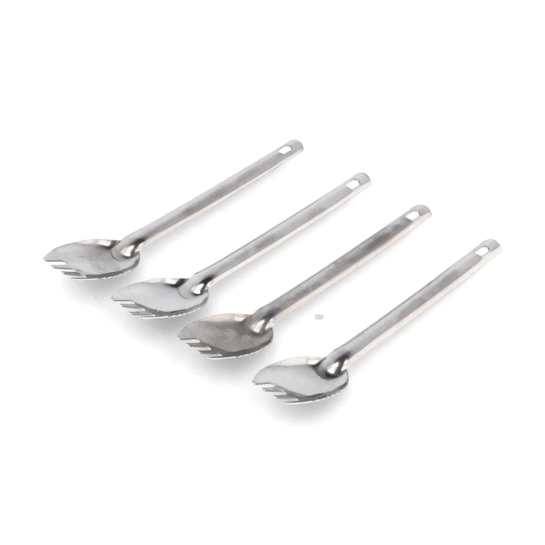 Set of 100 Stainless Steel Canape 3-in-1 Spoons