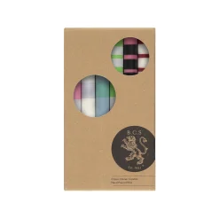 Set of 6 Striped Dinner Candles - Multicolour
