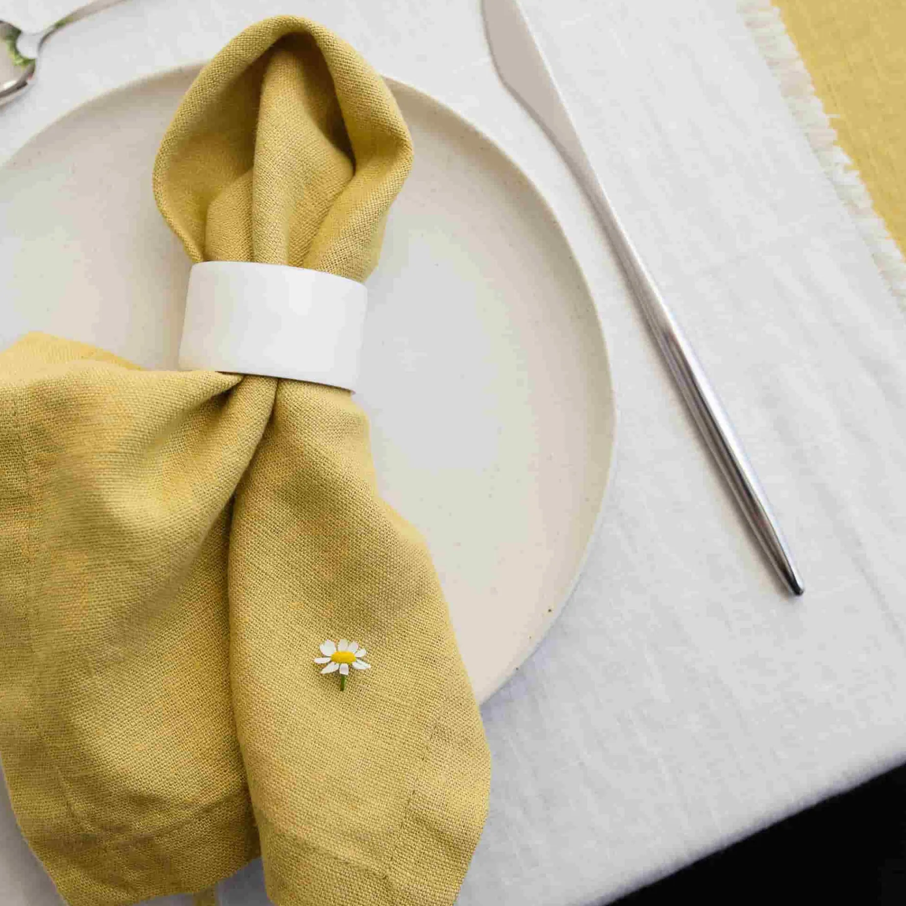 Set of 2 Yellow Linen Napkins