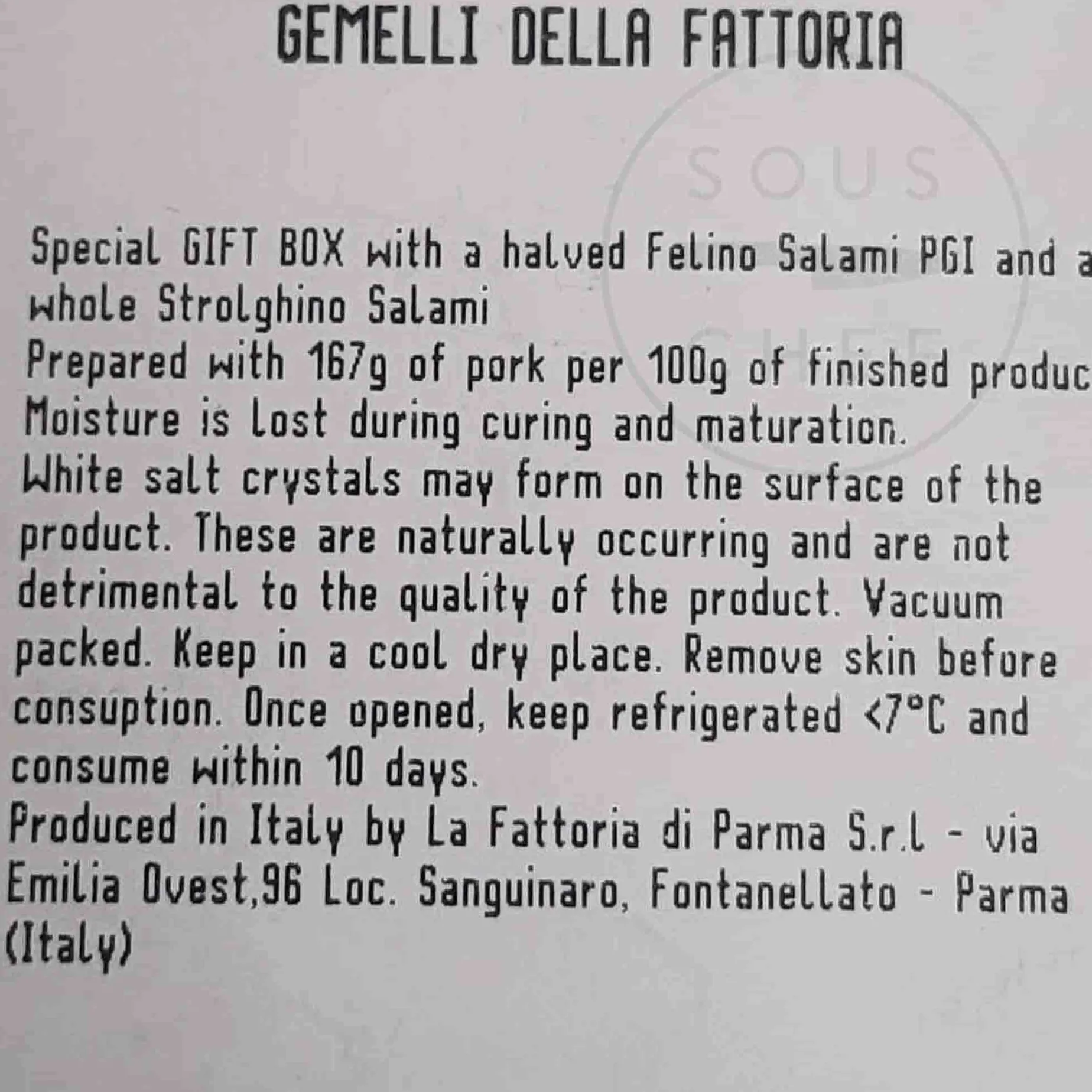 Short Dated La Fattoria Di Parma Salami Felino IGP Gift Set, 500g