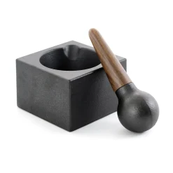 Skeppshult Contemporary Cast Iron & Walnut Pestle & Mortar