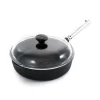 Skeppshult Professional Cast Iron & Stainless Steel Saute Pan with Glass Lid, 25cm