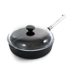 Skeppshult Professional Cast Iron & Stainless Steel Saute Pan with Glass Lid, 25cm