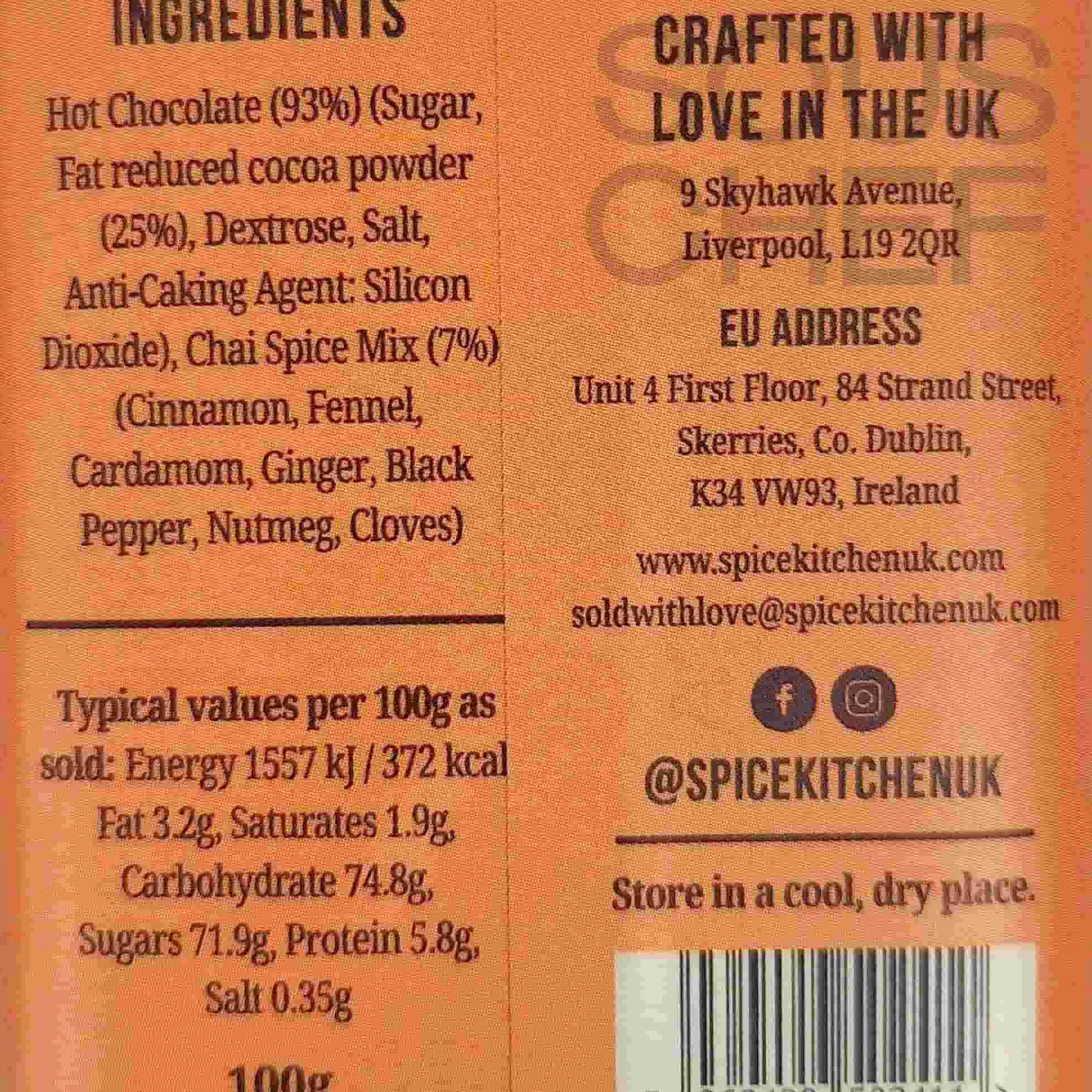 Spice Kitchen Chai Hot Chocolate, 100g
