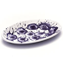 Splatter Madness Enamel Oval Serving Plate, Purple, 31cm