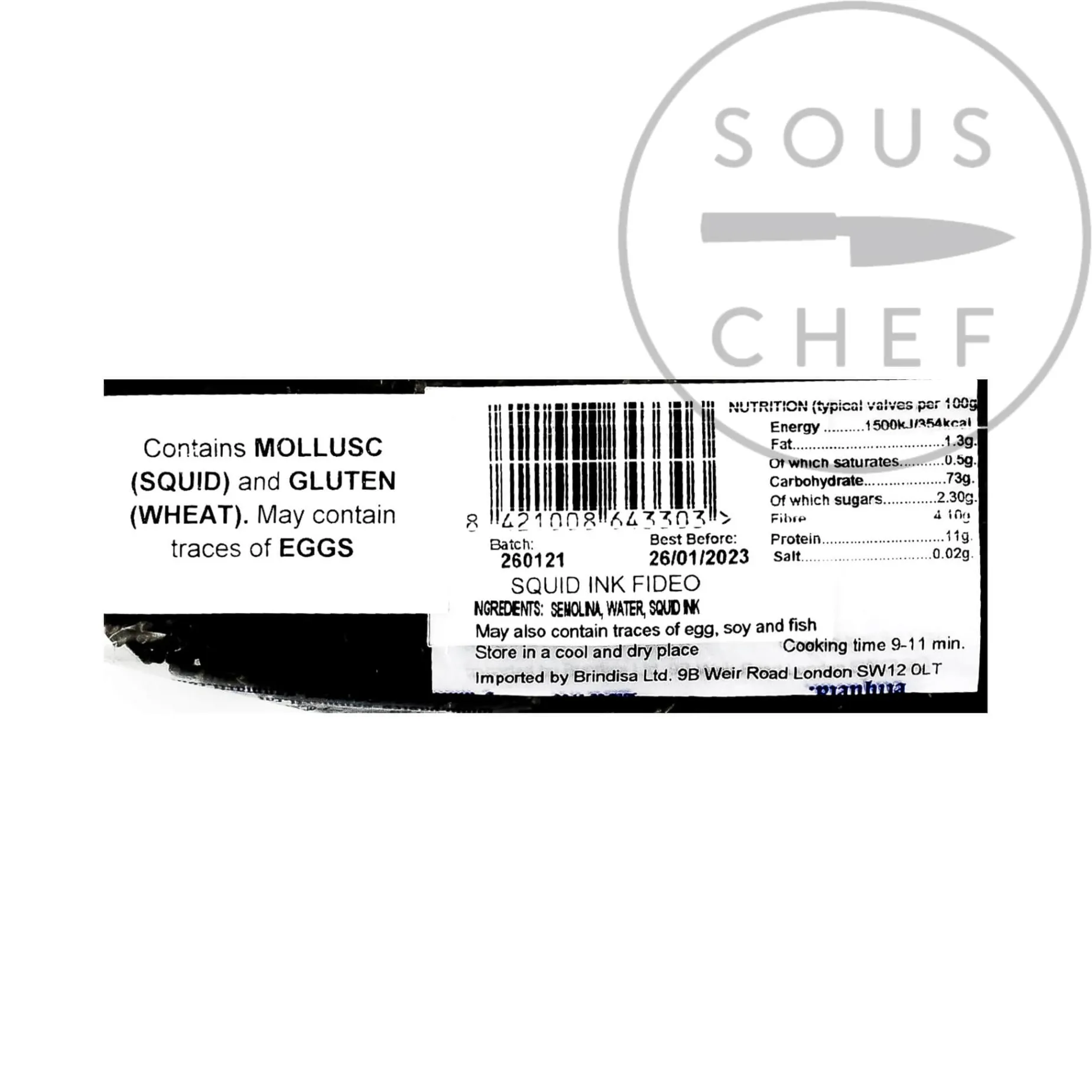 Squid Ink Fideo Noodles, 250g