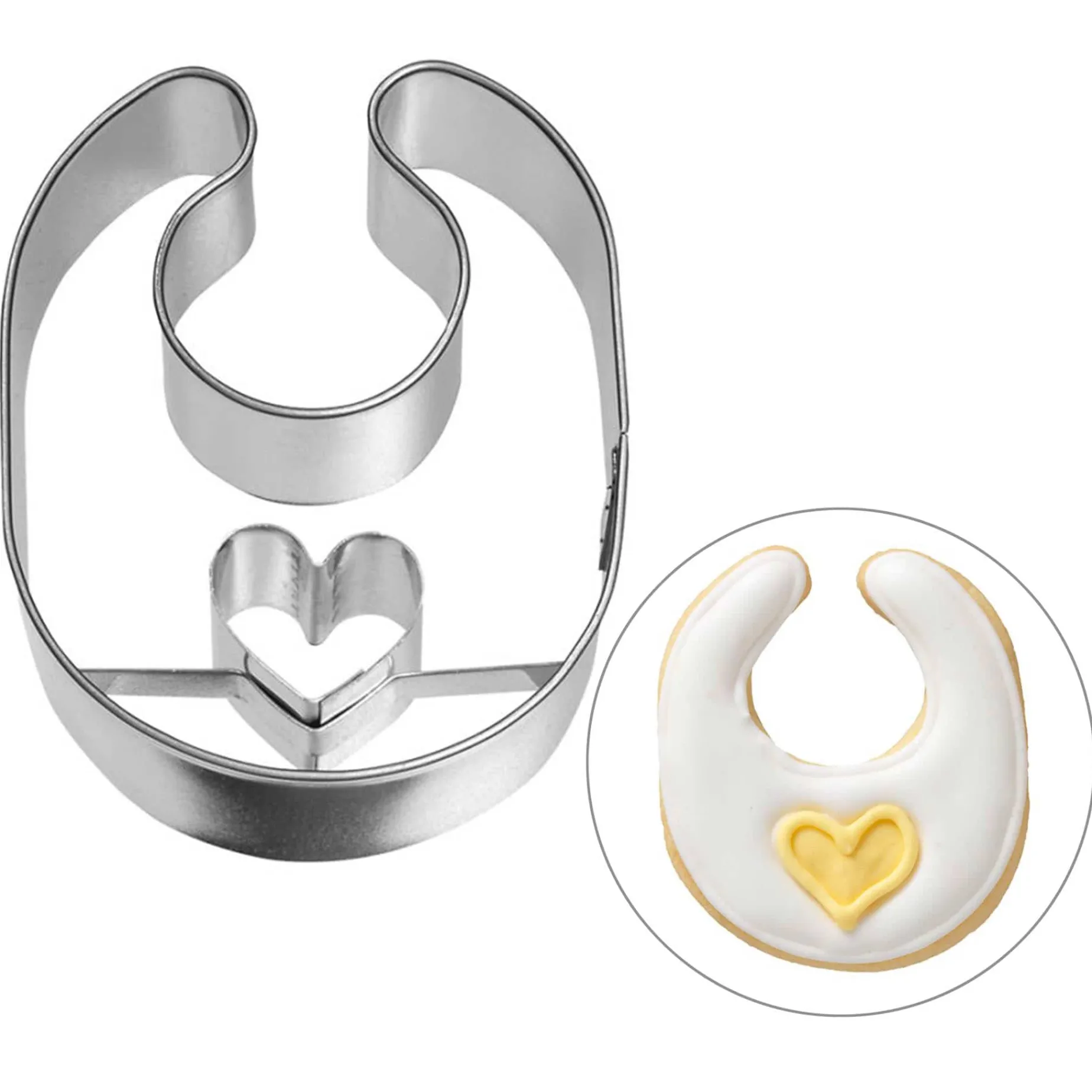 Stainless Steel Baby Bib Cookie Cutter, 6cm