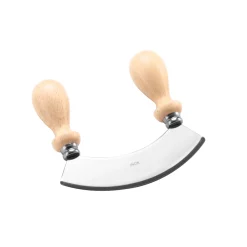 Stainless Steel 6-Inch Mezzaluna Chopper/Mincer with Wooden Handle