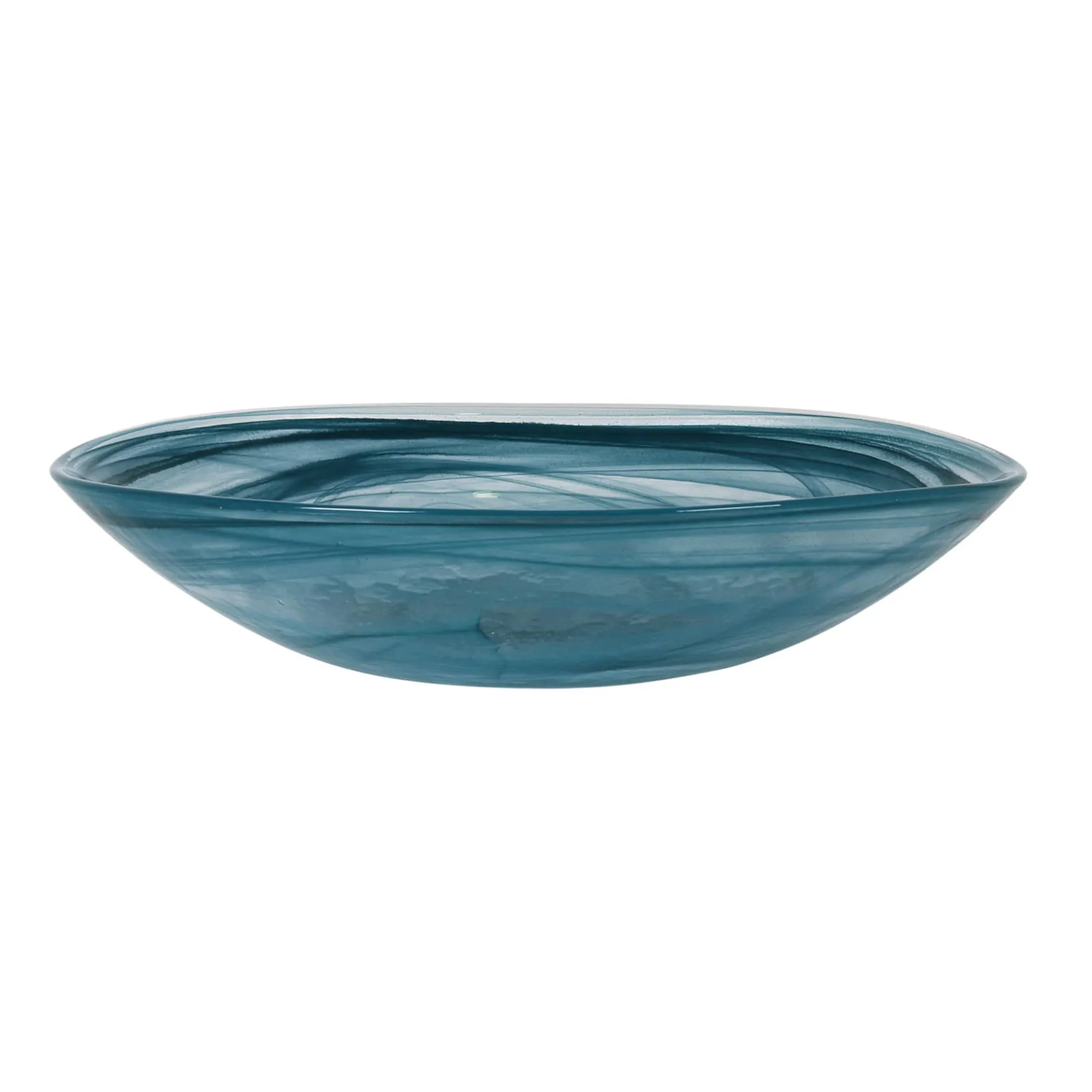 Teal Marble Glass Salad Bowl, 30cm