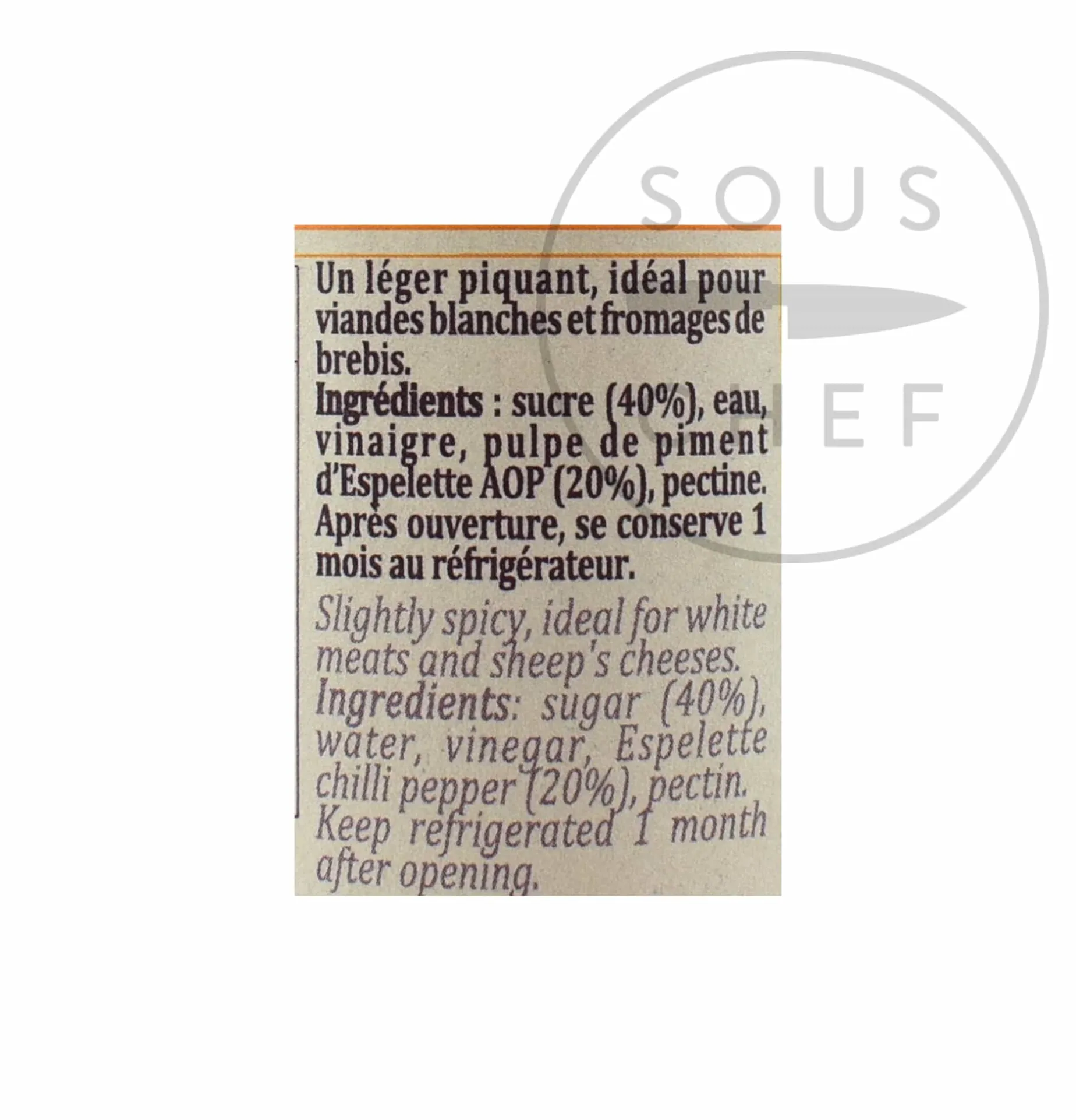 Terre Exotique Espelette Pepper Jelly, 90g