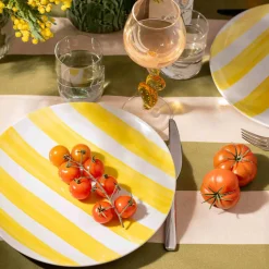 The Platera Yellow Stripe Porcelain Dinner Plate, 27.5cm