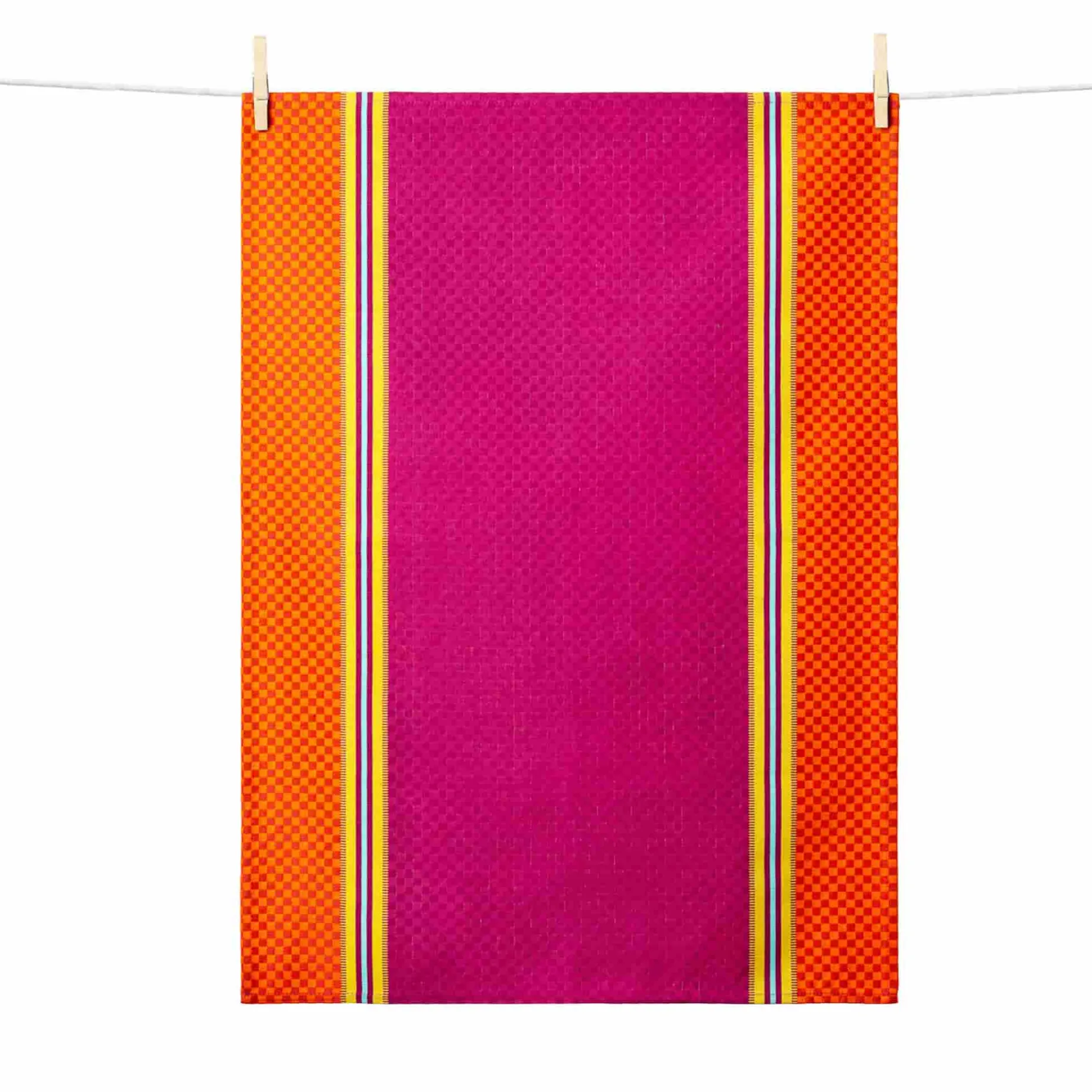 Tissage Moutet Purple & Orange French Jacquard Tea Towel