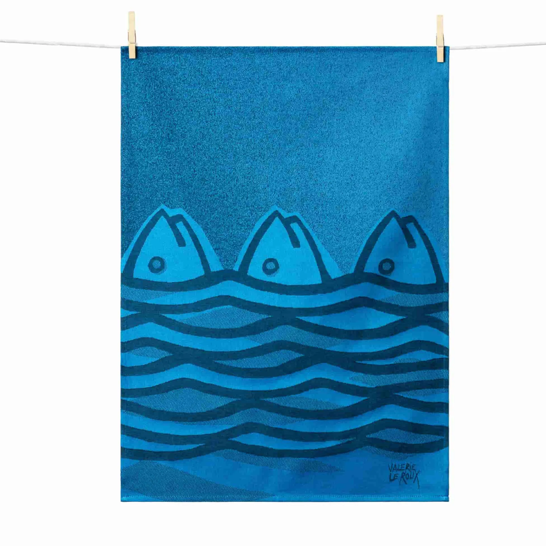 Tissage Moutet Sardines French Jacquard Tea Towel