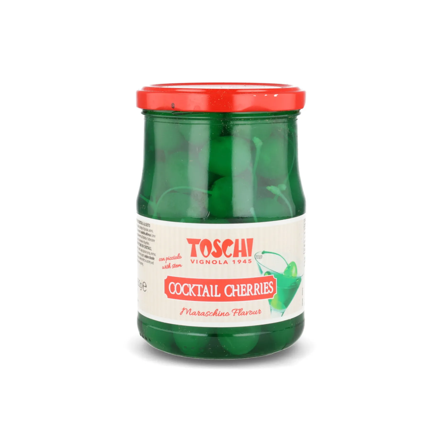 Toschi Green Cocktail Cherries, 630g
