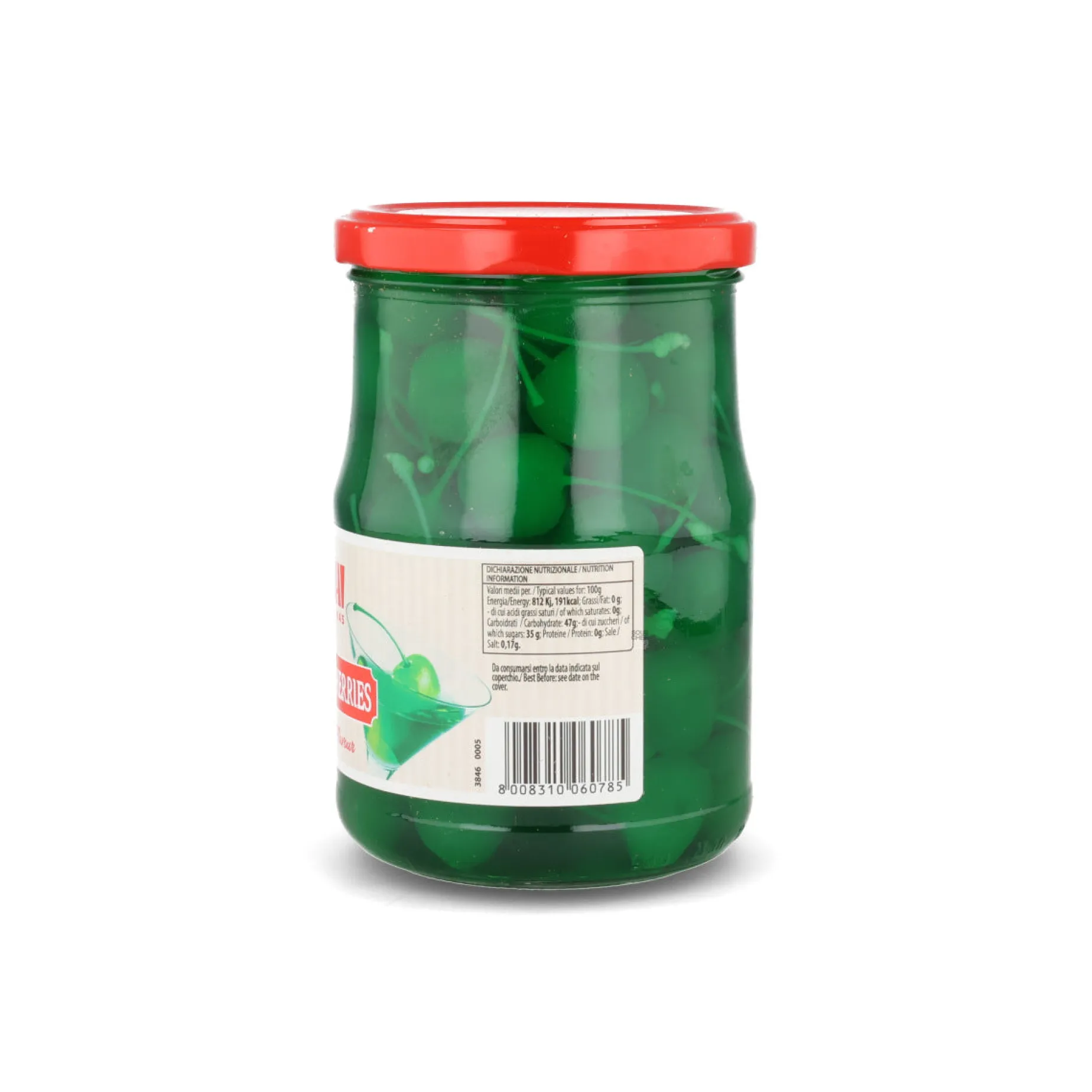 Toschi Green Cocktail Cherries, 630g