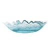 Turquoise Marble Glass Serving Bowl, 40x30cm
