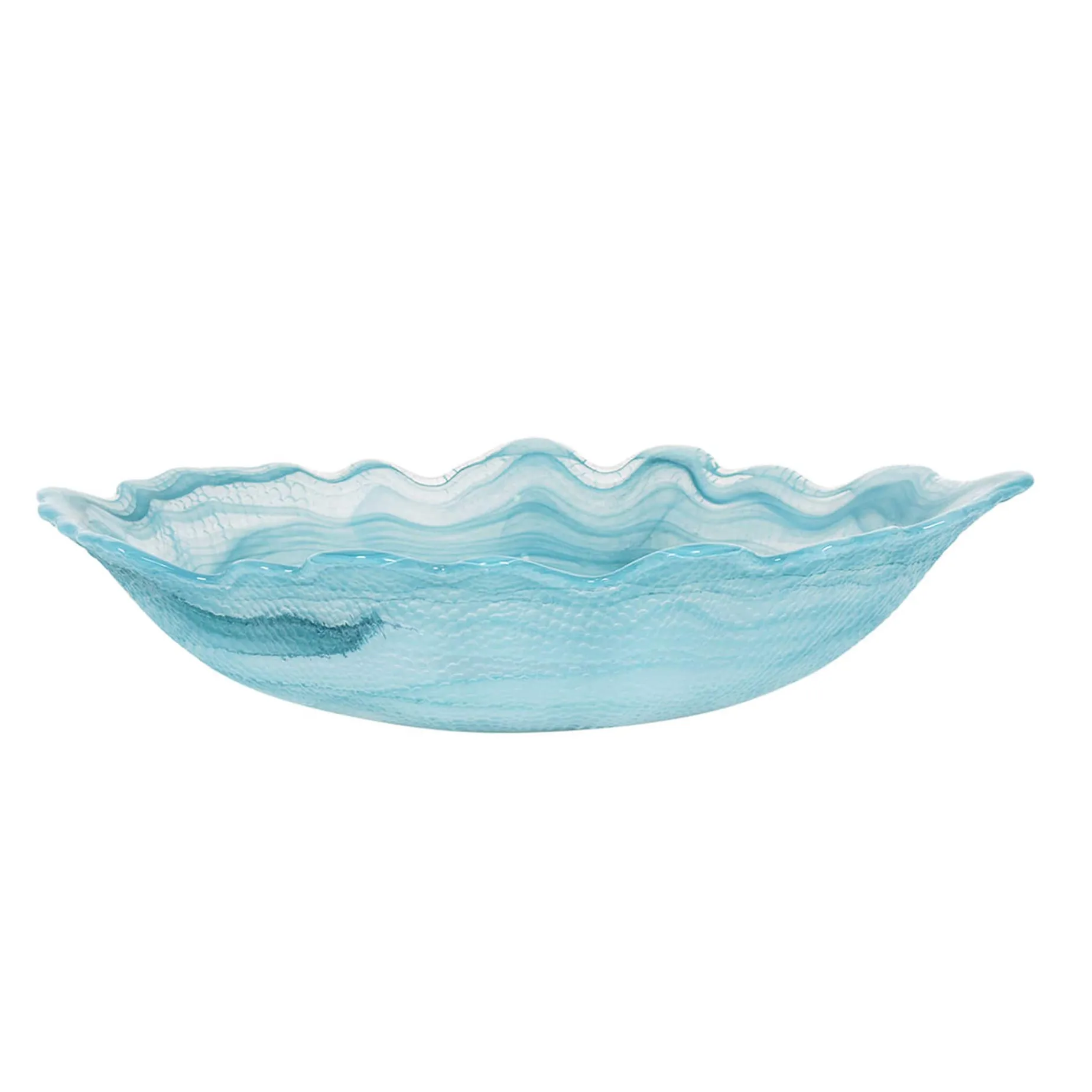 Turquoise Marble Glass Serving Bowl, 30x23cm