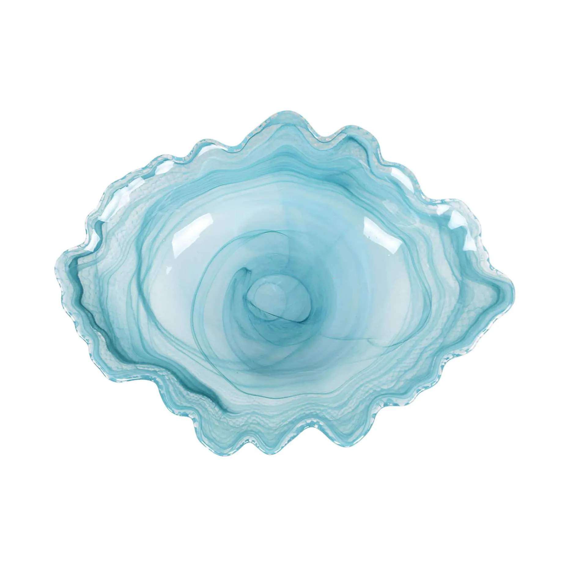 Turquoise Marble Glass Serving Bowl, 30x23cm