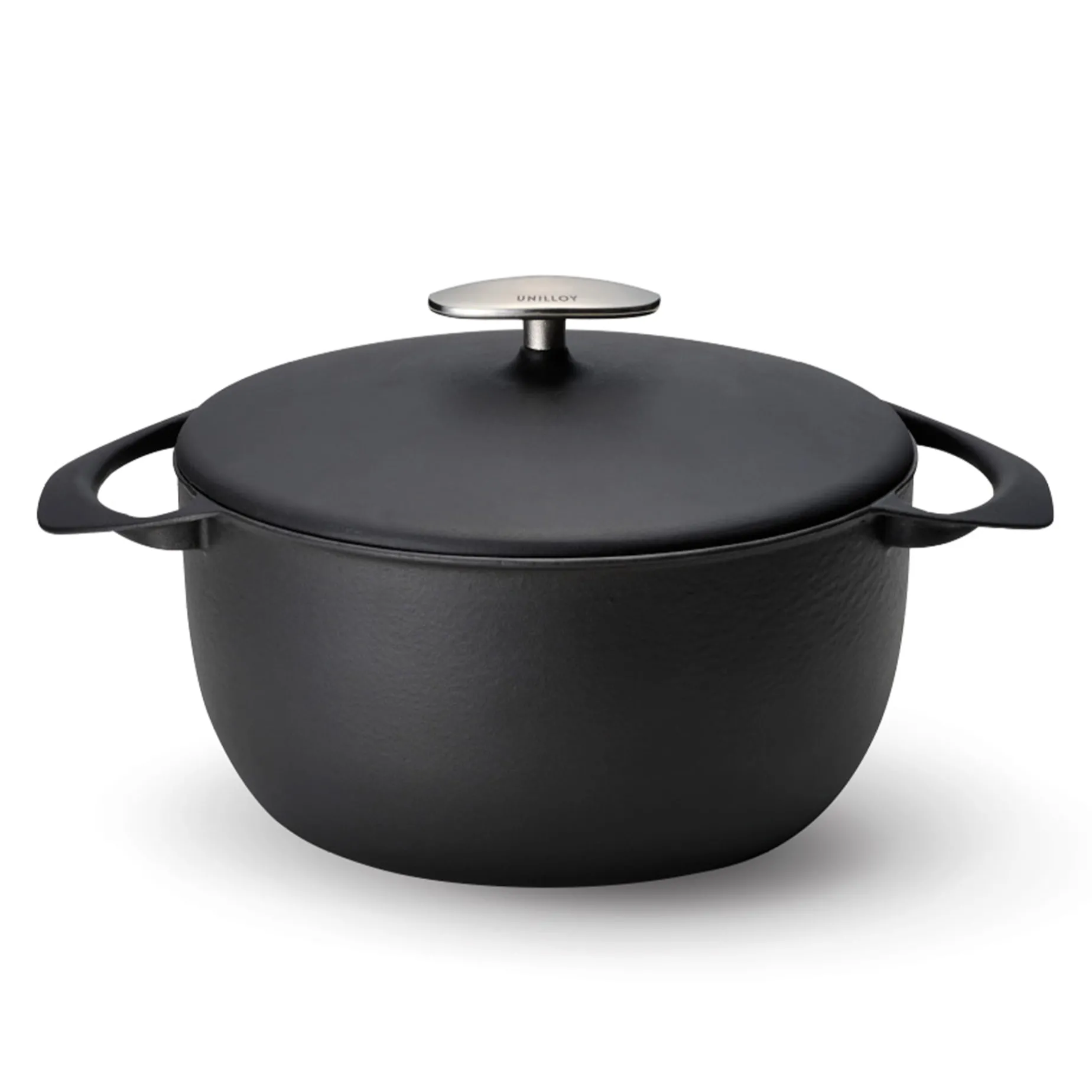 Unilloy Black Japanese Lightweight Cast Iron Dutch Oven, 22cm