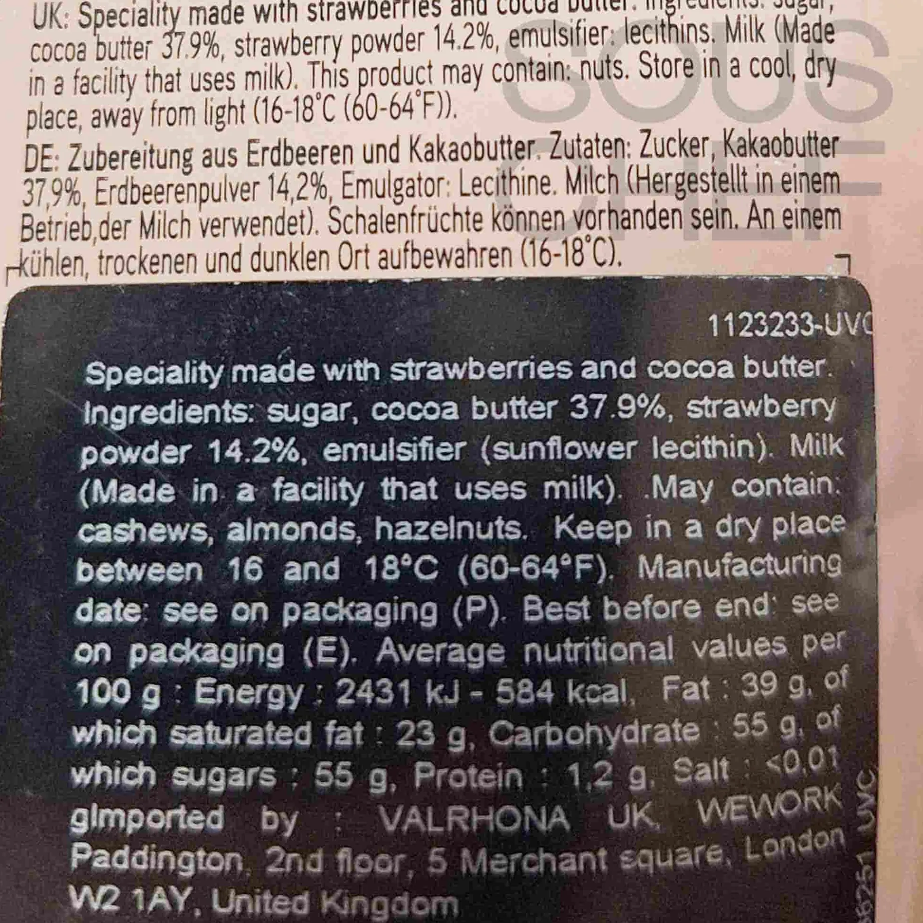 Valrhona Strawberry Inspiration Drops, 250g