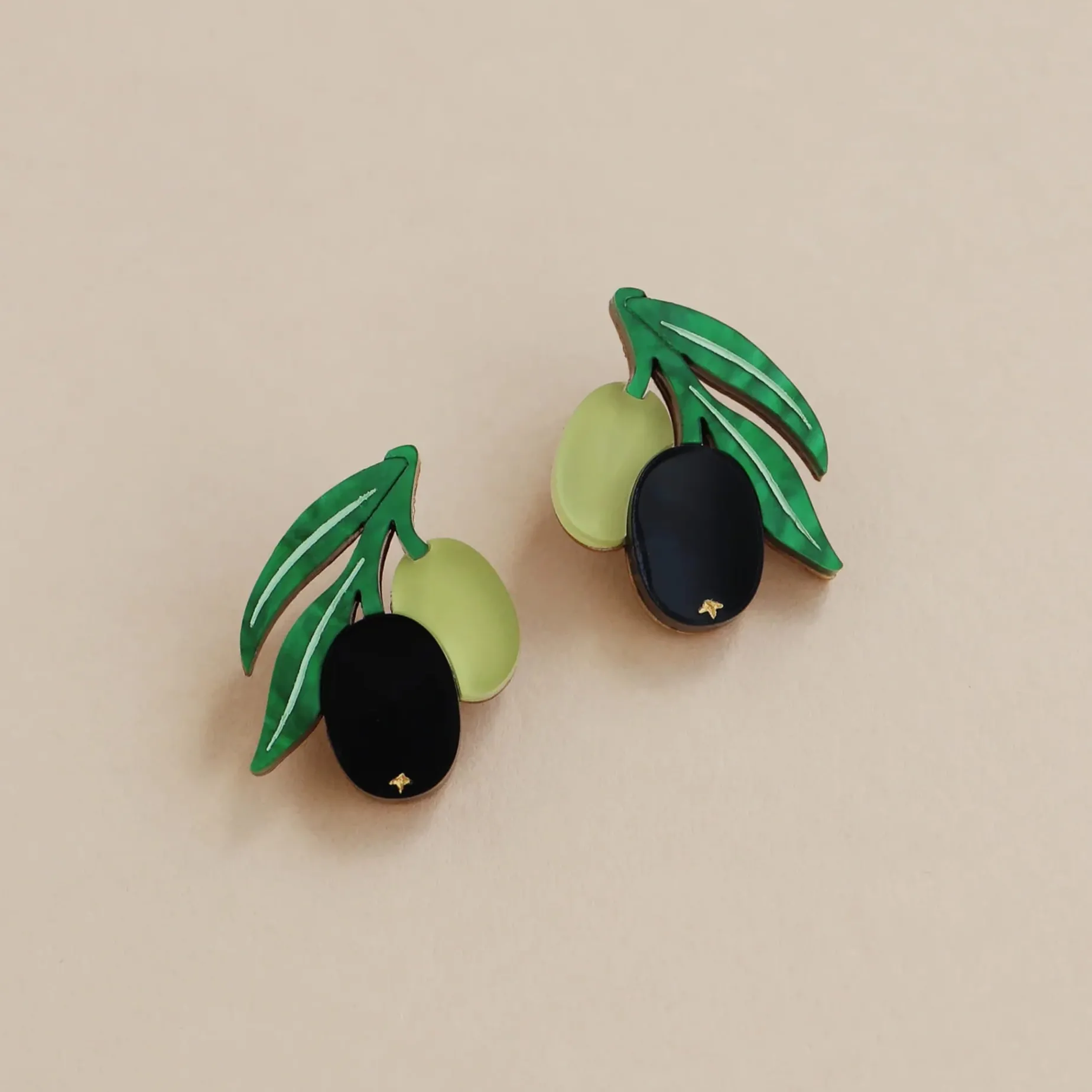 Wolf & Moon Olive Stud Earrings
