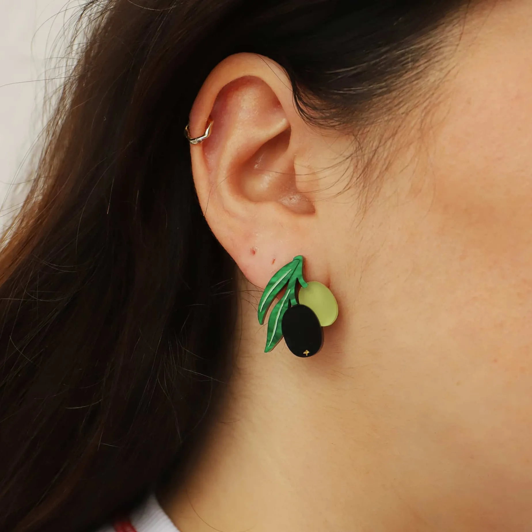 Wolf & Moon Olive Stud Earrings