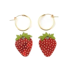 Wolf & Moon Strawberry Hoop Earrings