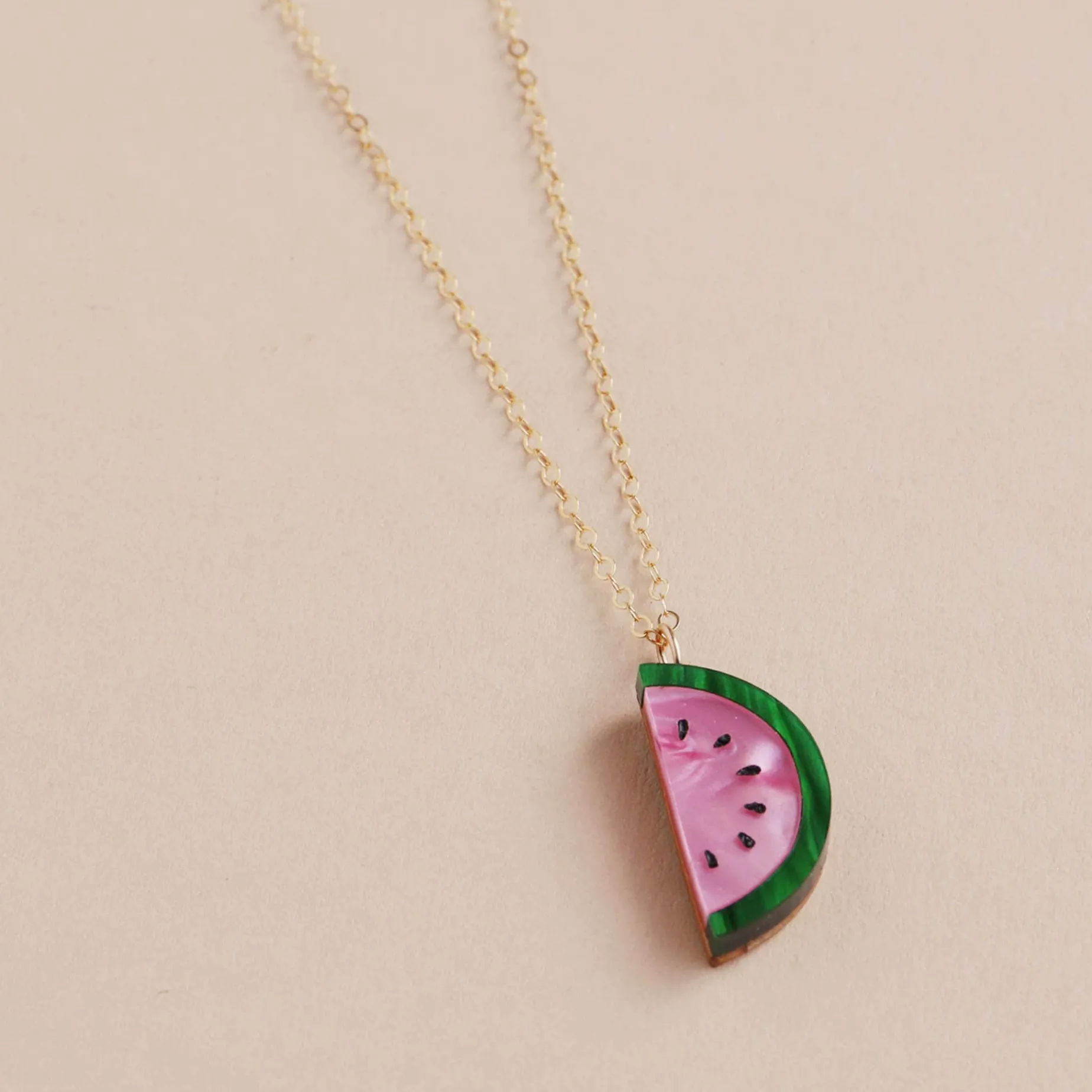 Wolf & Moon Watermelon Necklace