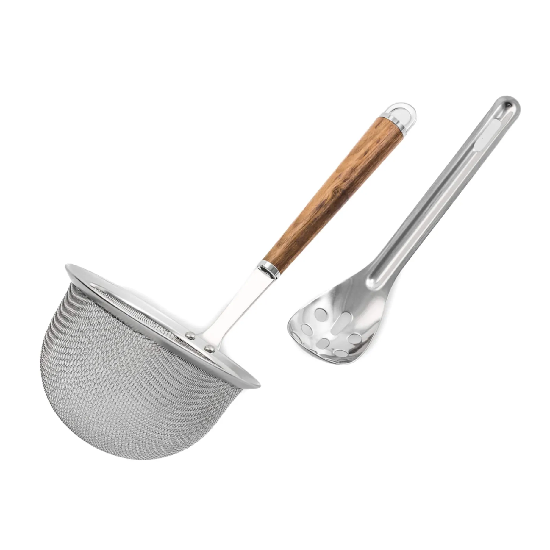Wood Handle Stainless Steel Mesh Miso Strainer with Spoon