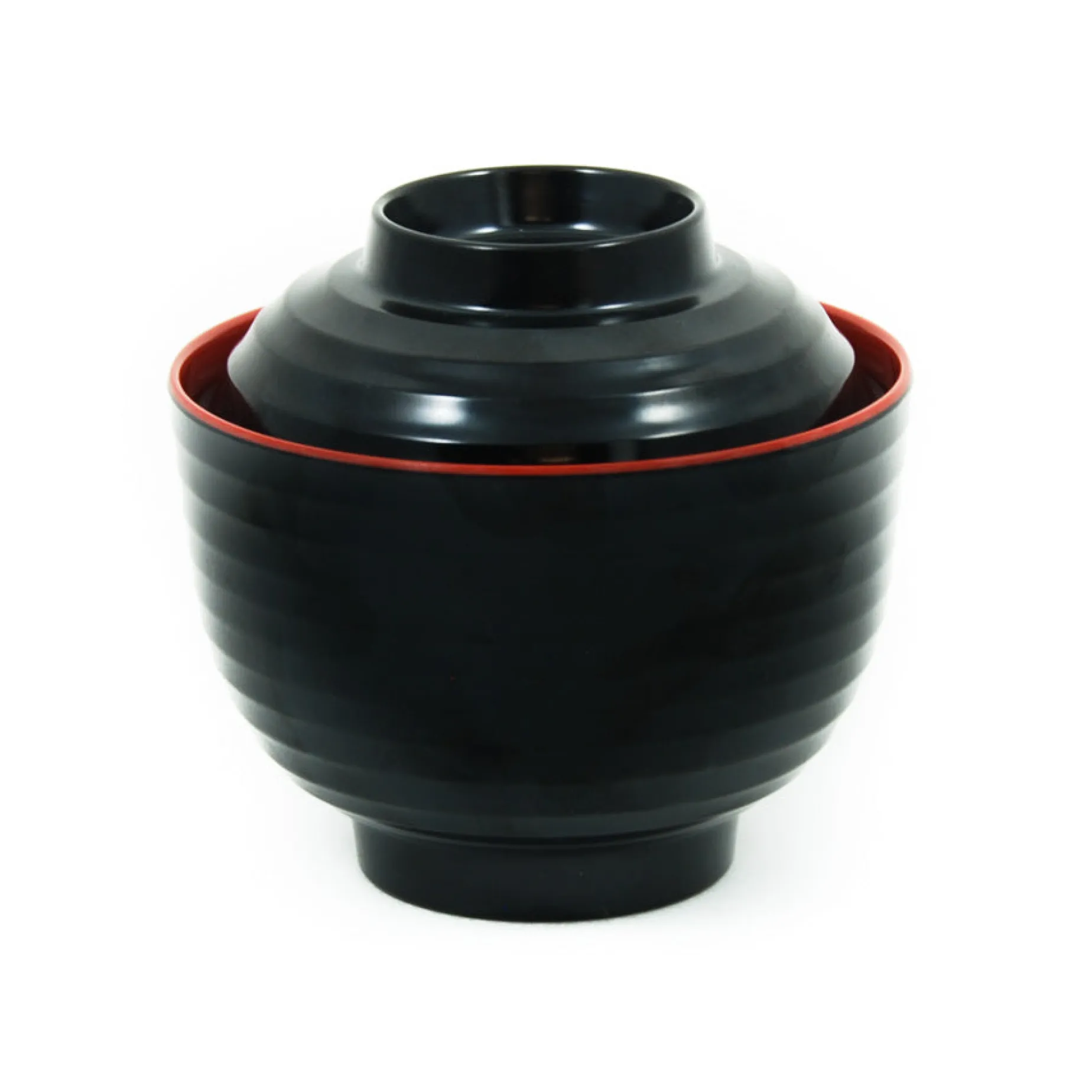 5x Melamine Red & Black Miso Soup Bowl, 10cm