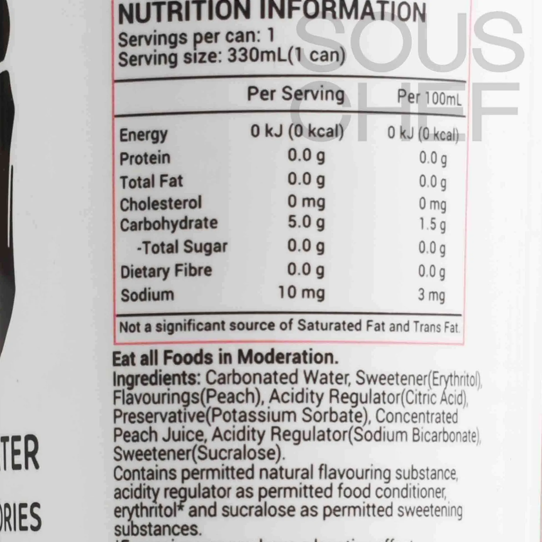 24x Peach Flavour Sparkling Water, 330ml