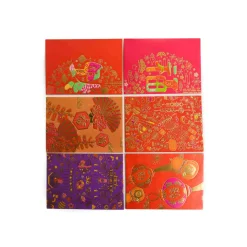 6x Small Purple & Red Envelopes