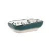 Yesil Ve Beyaz Boyali Rectangular Sauce Dish, 10.5x8cm