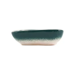 Yesil Ve Beyaz Boyali Rectangular Sauce Dish, 10.5x8cm