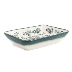 Yesil Ve Beyaz Boyali Rectangular Serving Dish, 18x13cm