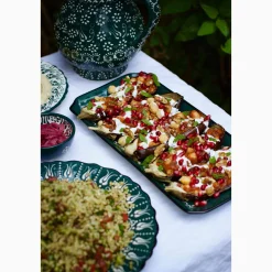 Yesil Ve Beyaz Boyali Serving Tray, 34x16.5cm