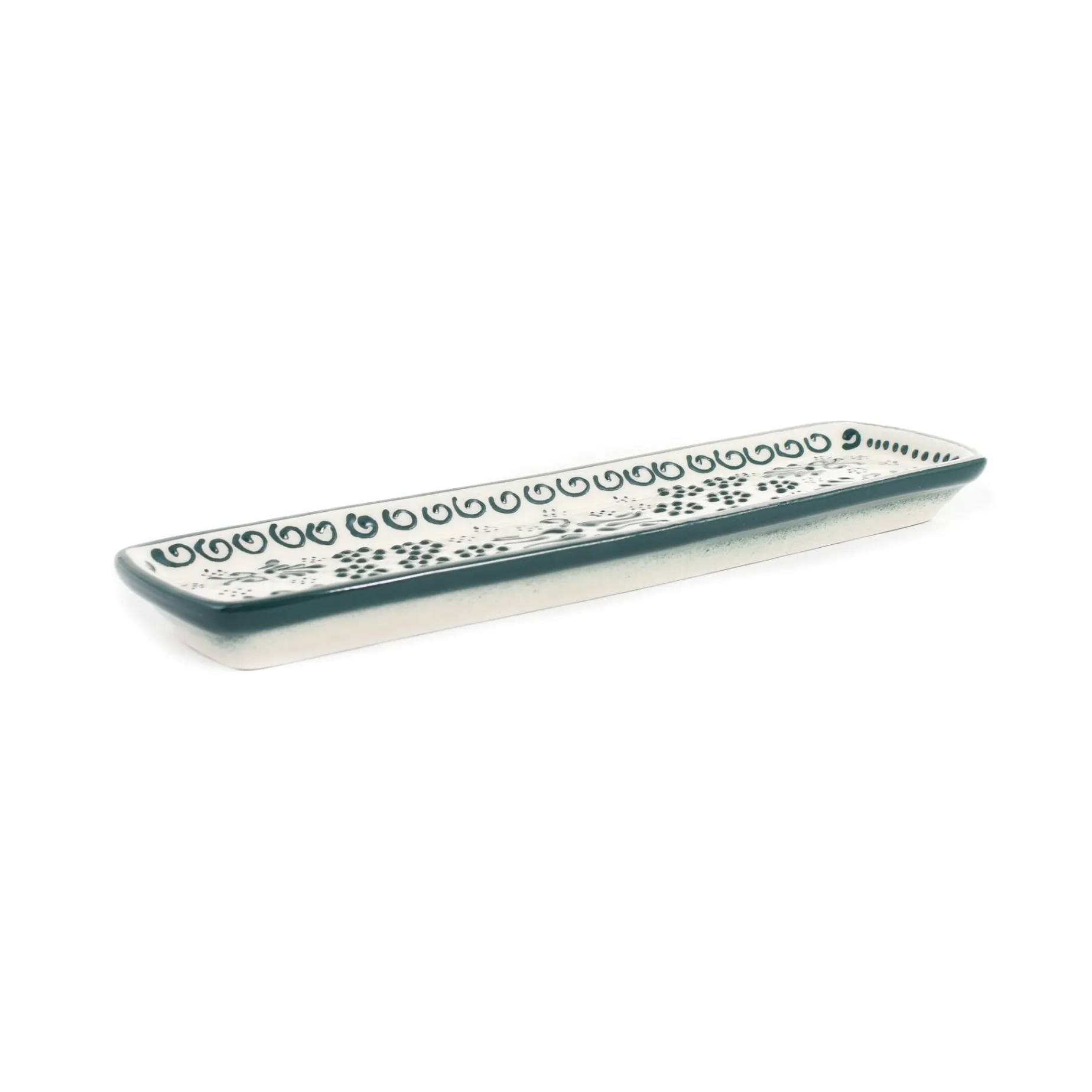 Yesil Ve Beyaz Boyali Serving Tray, 26.5x8cm