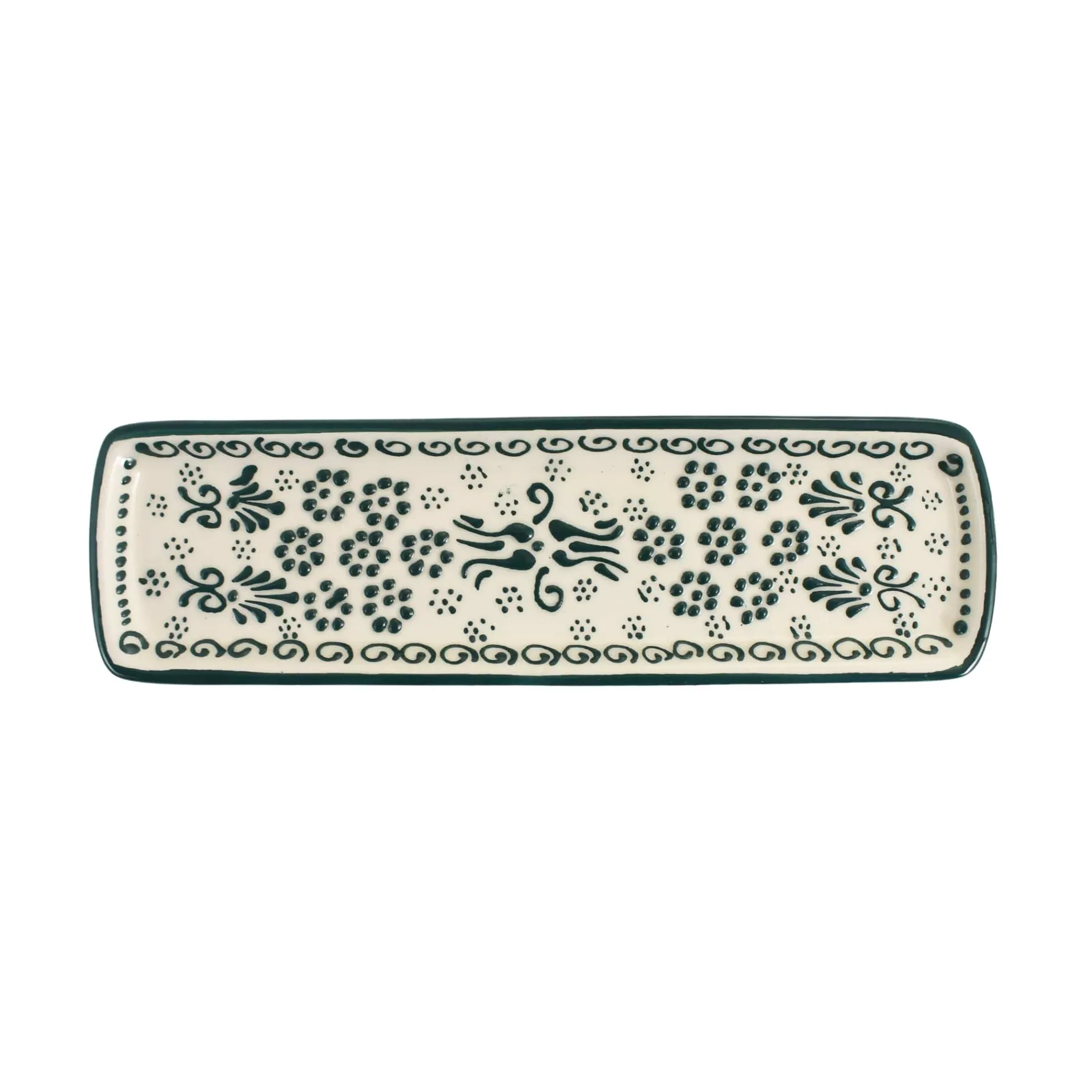 Yesil Ve Beyaz Boyali Serving Tray, 26.5x8cm