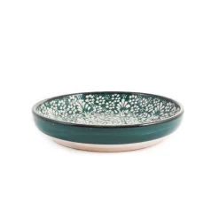Yesil Ve Beyaz Boyali Shallow Bowl, 20.5cm