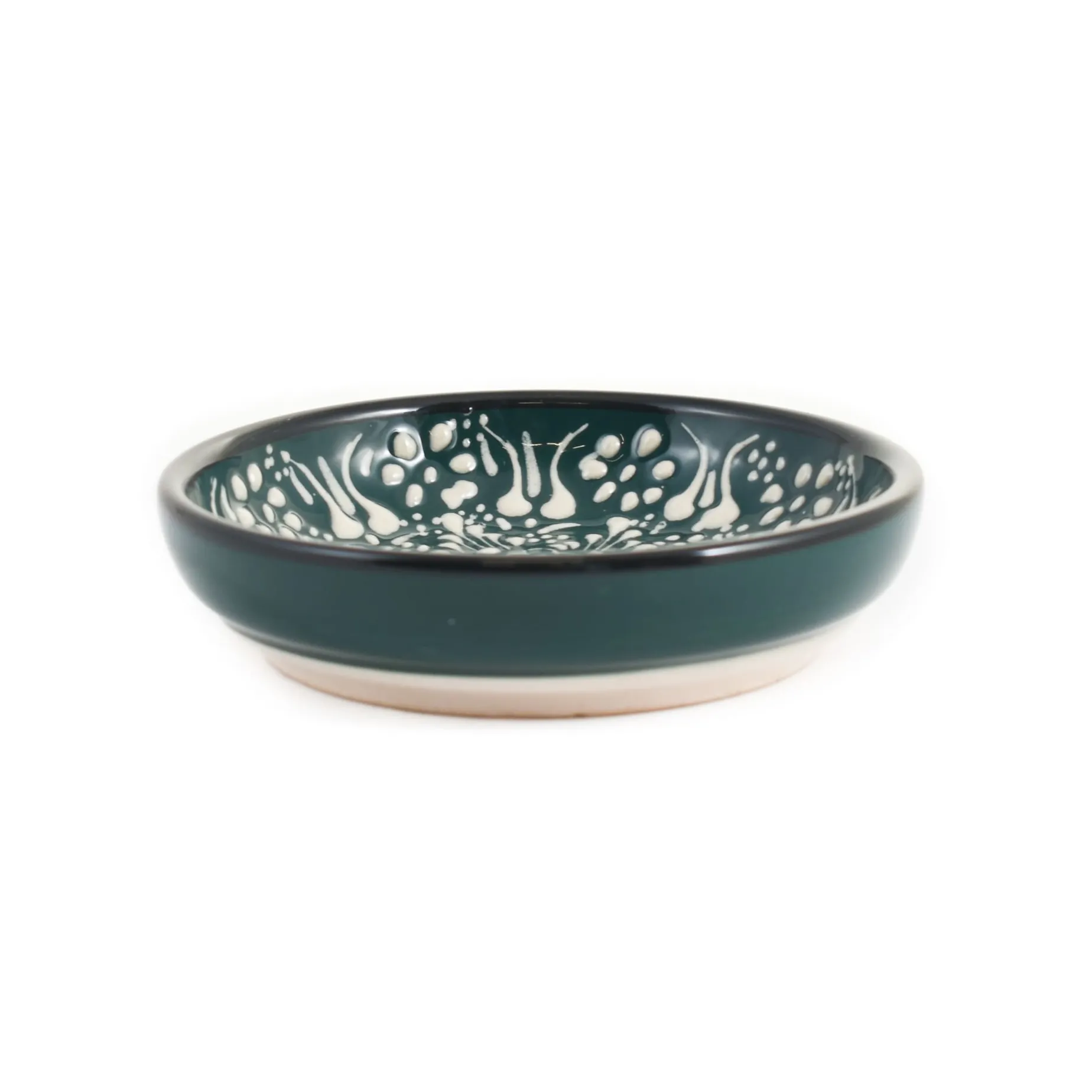 Yesil Ve Beyaz Boyali Shallow Bowl, 12cm