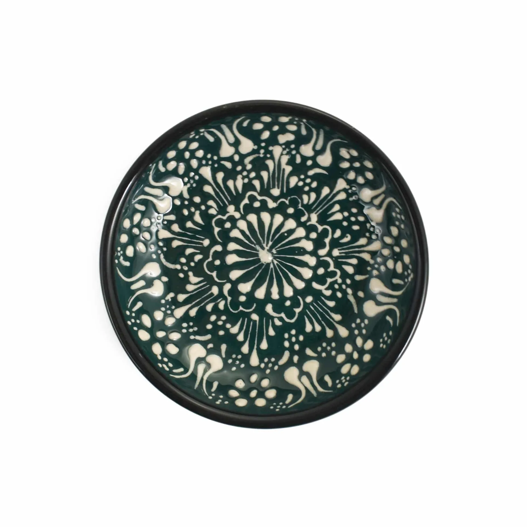 Yesil Ve Beyaz Boyali Shallow Bowl, 12cm