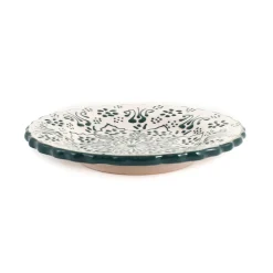 Yesil Ve Beyaz Boyali Wavy Side Plate, 19cm