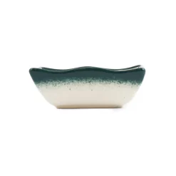 Yesil Ve Beyaz Boyali Wavy Edge Sauce Dish, 11.5cm